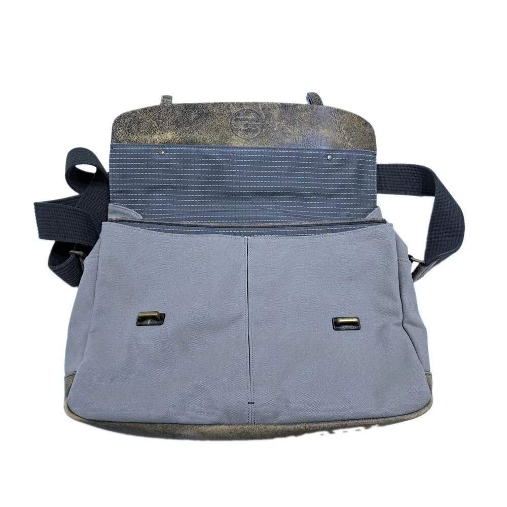 TIMBUK2 Distilled Messenger Canvas Leather Trim Padded Laptop Bag Size Medium